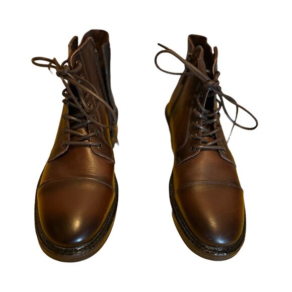Dark Brown Leather Lace up Boot - Picture 1 of 7